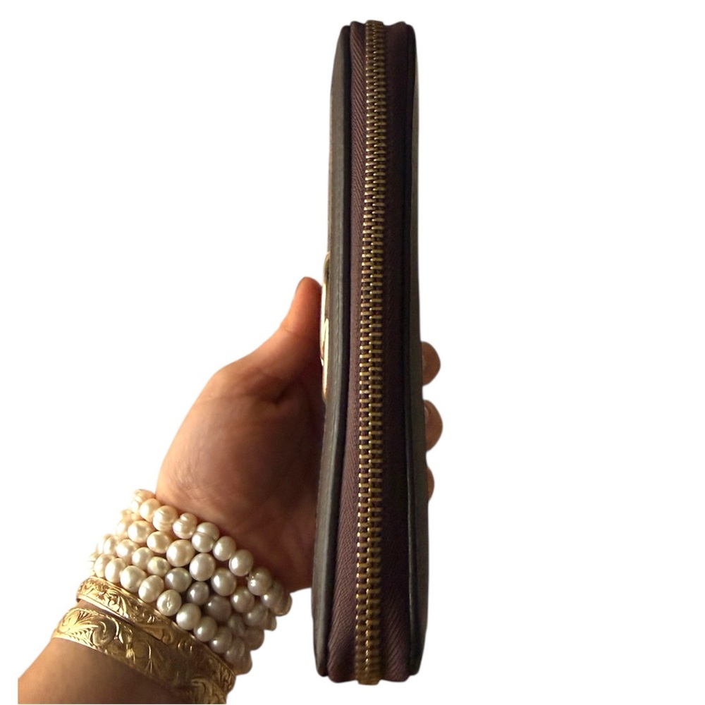 Gucci Sukey Long Zip Around Wallet Guccissima GG Brown Leather Large with Box - Picture 12 of 14